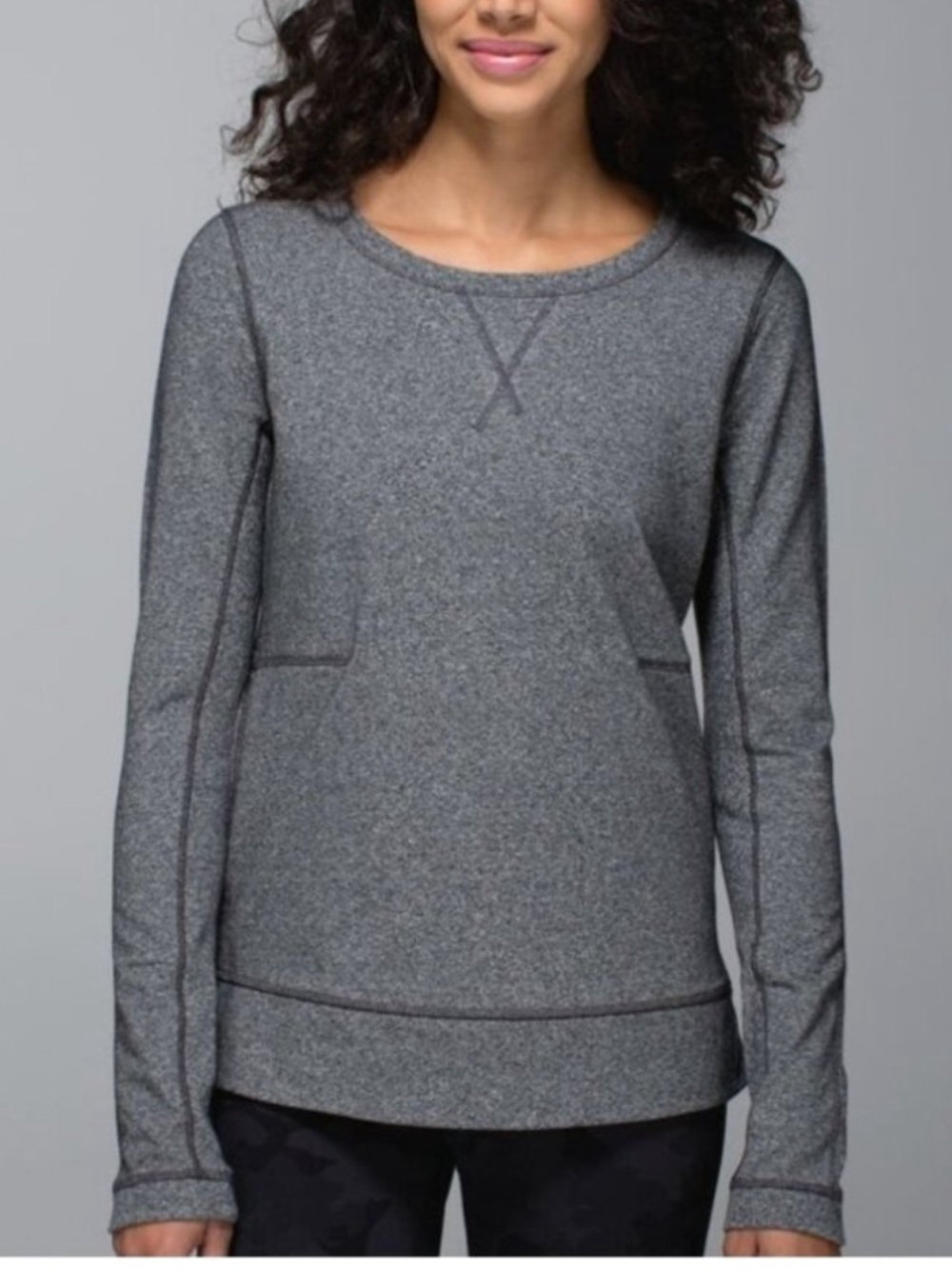 LULULEMON Exhalation Pullover II Speckled Black Gray Size 4